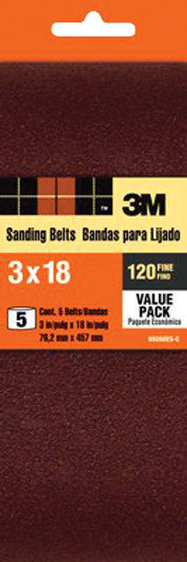 3M COMPANY, 3M 18 in. L X 3 in. W Aluminum Oxide Sanding Belt 120 Grit Fine 5 pk