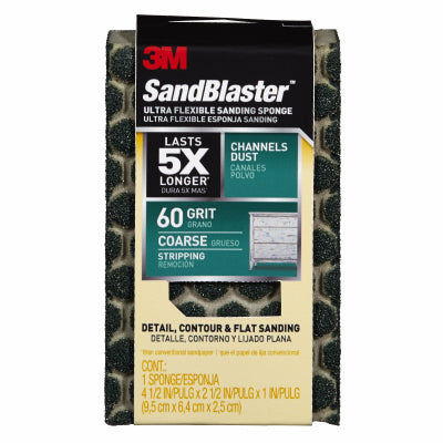 3M COMPANY, 3M 4-1/2 in. L X 2-1/2 in. W X 1 in. 60 Grit Coarse Sanding Sponge