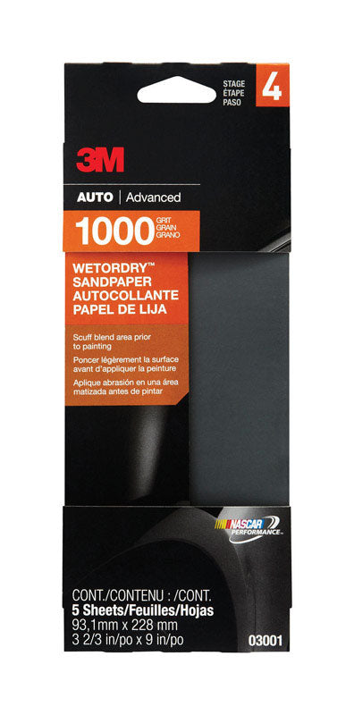 3M COMPANY, 3M 9 in. L X 3-2/3 in. W 1000 Grit Silicon Carbide Sandpaper 5 pk