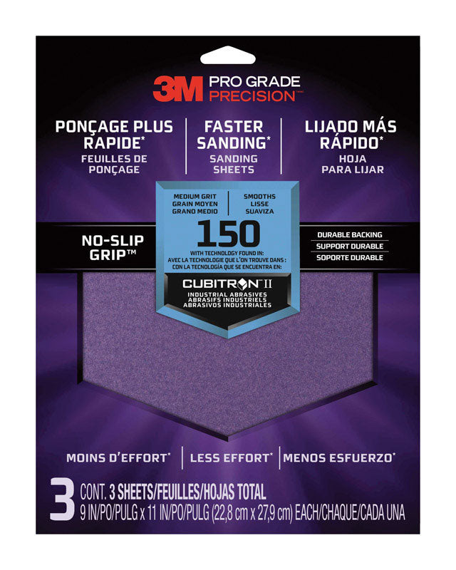 3M COMPANY, 3M Pro Grade Precision 11 in. L X 9 in. W 150 Grit Ceramic Sanding Sheet 3 pk