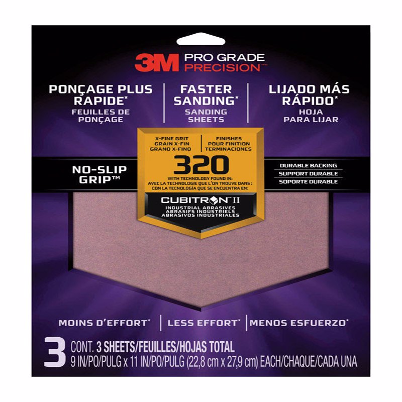 3M COMPANY, 3M Pro Grade Precision 11 in. L X 9 in. W 320 Grit Ceramic Sanding Sheet 3 pk