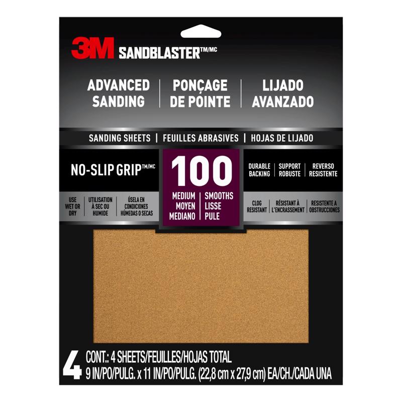 3M COMPANY, 3M Sandblaster 11 in. L X 9 in. W 100 Grit Ceramic Sandpaper 4 pk