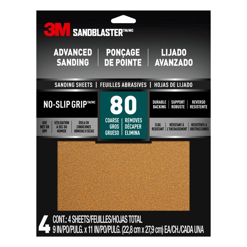 3M COMPANY, 3M Sandblaster 11 in. L X 9 in. W 80 Grit Ceramic Sandpaper 4 pk