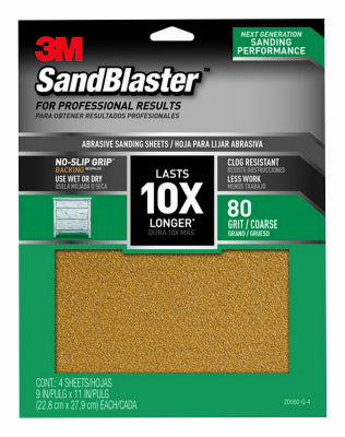 3M COMPANY, 3M Sandblaster 11 in. L X 9 in. W 80 Grit Ceramic Sandpaper 4 pk