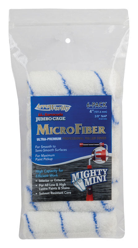 LINZER PRODUCTS CORP, ArroWorthy Barracuda Microfiber 4 in. W X 3/8 in. Jumbo Paint Roller Cover 6 pk