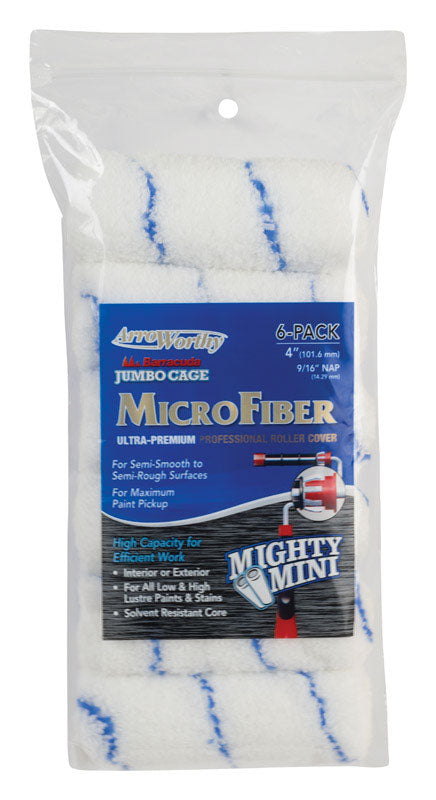 LINZER PRODUCTS CORP, ArroWorthy Barracuda Microfiber 4 in. W X 9/16 in. Jumbo Paint Roller Cover 6 pk