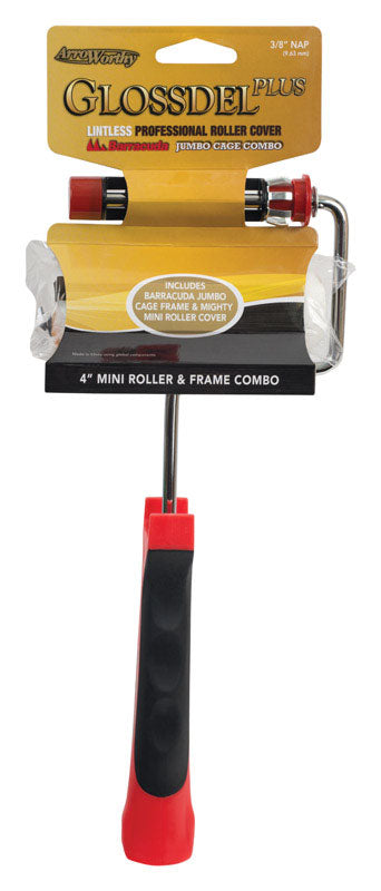 LINZER PRODUCTS CORP, ArroWorthy Glossdel Plus 4 in. W Jumbo Mini Paint Roller Frame and Cover Threaded End