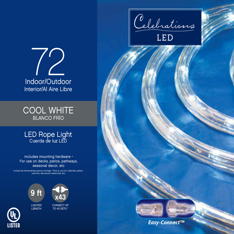 ACE TRADING - SI 11, Celebrations LED Cool White 72 ct Rope Christmas Lights 9 ft.