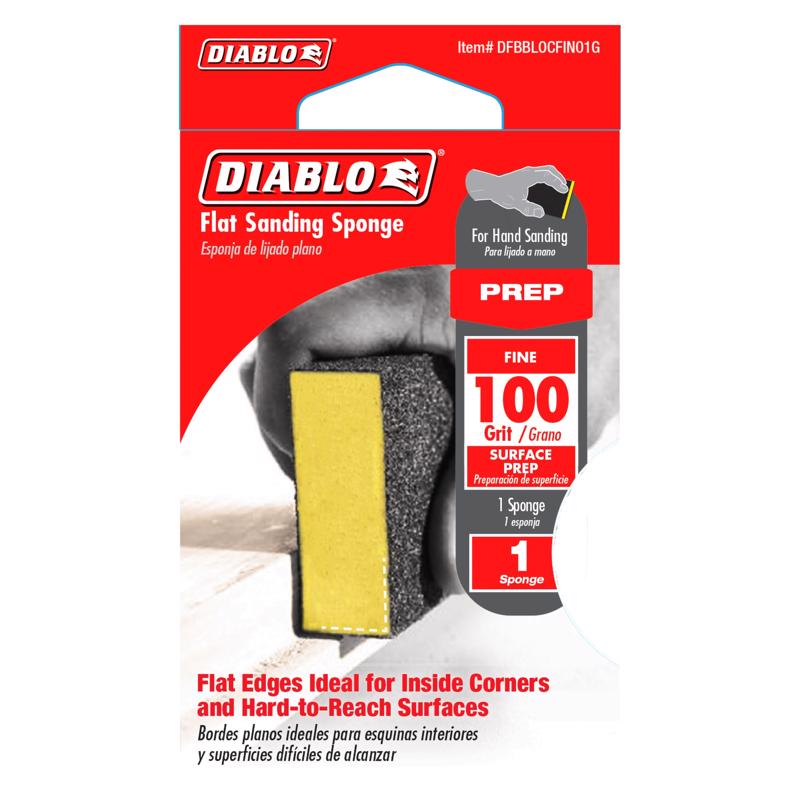 FREUD AMERICA INC, Diablo 4 in. L X 2-1/2 in. W X 1 in. 100 Grit Fine Flat Surface Sanding Sponge