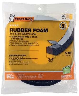 THERMWELL PRODUCTS CO INC, Frost King Black Rubber Foam Weather Seal For Doors and Windows 10 ft. L X 0.44 in.