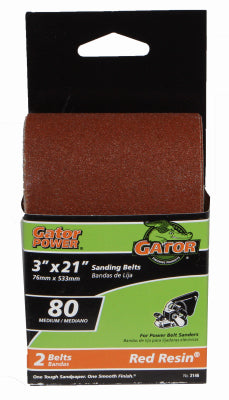 RUST-OLEUM CORPORATION, Gator 21 in. L X 3 in. W Aluminum Oxide Sanding Belt 80 Grit Medium 2 pc