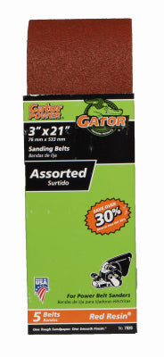 RUST-OLEUM CORPORATION, Gator 21 in. L X 3 in. W Aluminum Oxide Sanding Belt Assorted Grit Assorted 5 pc