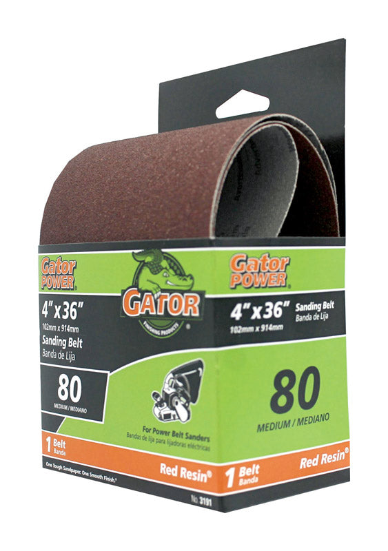 RUST-OLEUM CORPORATION, Gator 36 in. L X 4 in. W Aluminum Oxide Sanding Belt 80 Grit Medium 1 pc