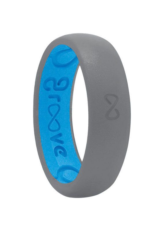 GROOVEVENTURES LLC, Groove Life Unisex Groove Thin Round Storm Gray/Blue Wedding Band Silicone Water Resistant Size 5