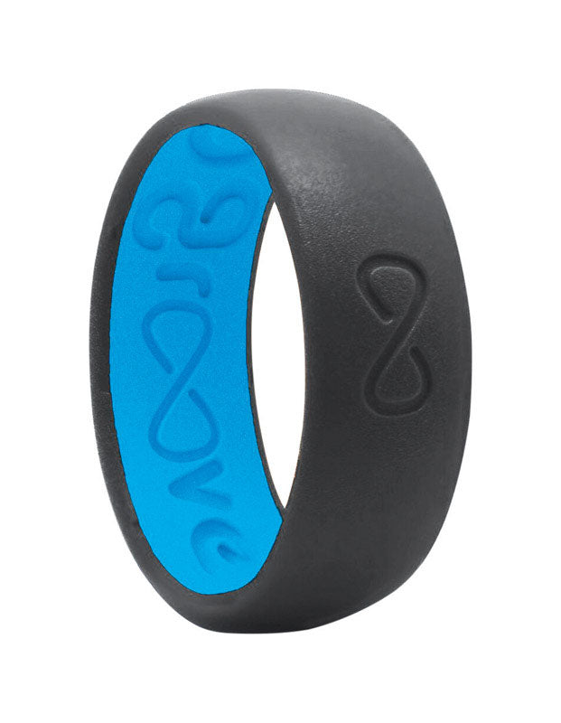 GROOVEVENTURES LLC, Groove Life Unisex Round Deep Stone Gray/Blue Wedding Band Silicone Water Resistant Size 10