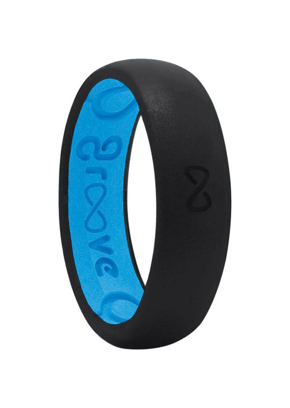 GROOVEVENTURES LLC, Groove Life Unisex Round Midnight Black/Blue Wedding Band Silicone Water Resistant Size 5