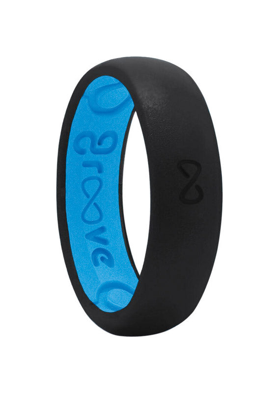 GROOVEVENTURES LLC, Groove Life Unisex Round Midnight Black/Blue Wedding Band Silicone Water Resistant Size 6