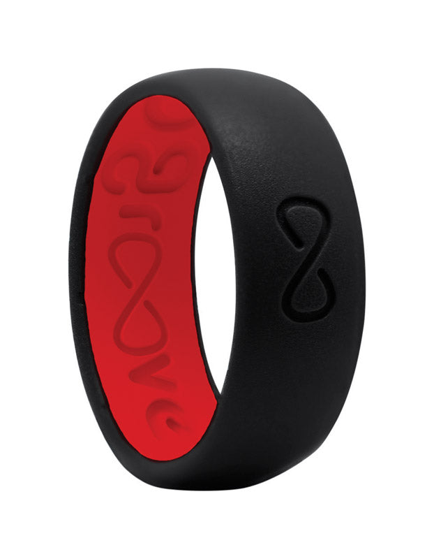 GROOVEVENTURES LLC, Groove Life Unisex Round Midnight Black/Raspberry Red Wedding Band Silicone Water Resistant Size 10