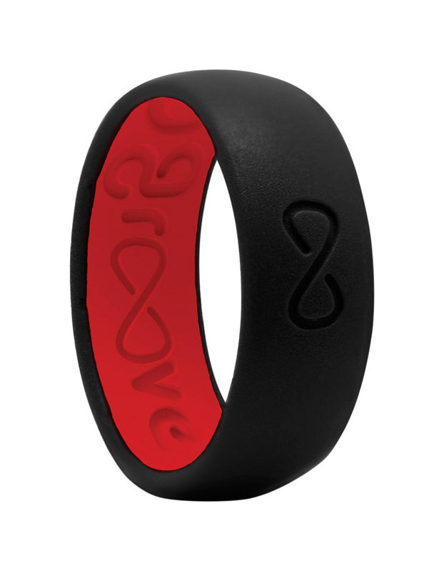 GROOVEVENTURES LLC, Groove Life Unisex Round Midnight Black/Raspberry Red Wedding Band Silicone Water Resistant Size 11