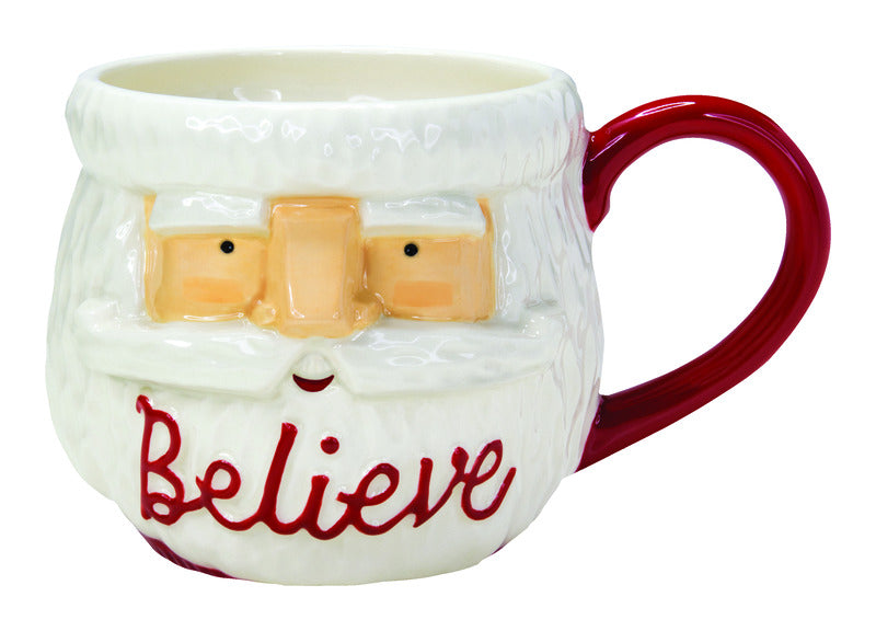 HALLMARK MARKETING COMPANY LLC, Hallmark Santa Believe Mug Christmas Decoration White/Red Ceramic 5 in. 1 pk (Pack of 4)