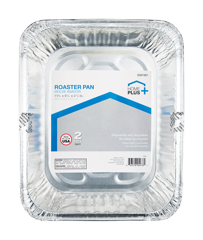 DURABLE INC, Home Plus Durable Foil 9-1/4 in. W x 11-3/4 in. L Roaster Pan Silver 2 pk (Pack of 12)