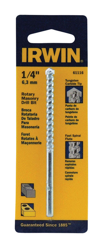 BLACK & DECKER US INC, Irwin 1/4 in. X 4 in. L Carbide Tipped Rotary Drill Bit Straight Shank 1 pc