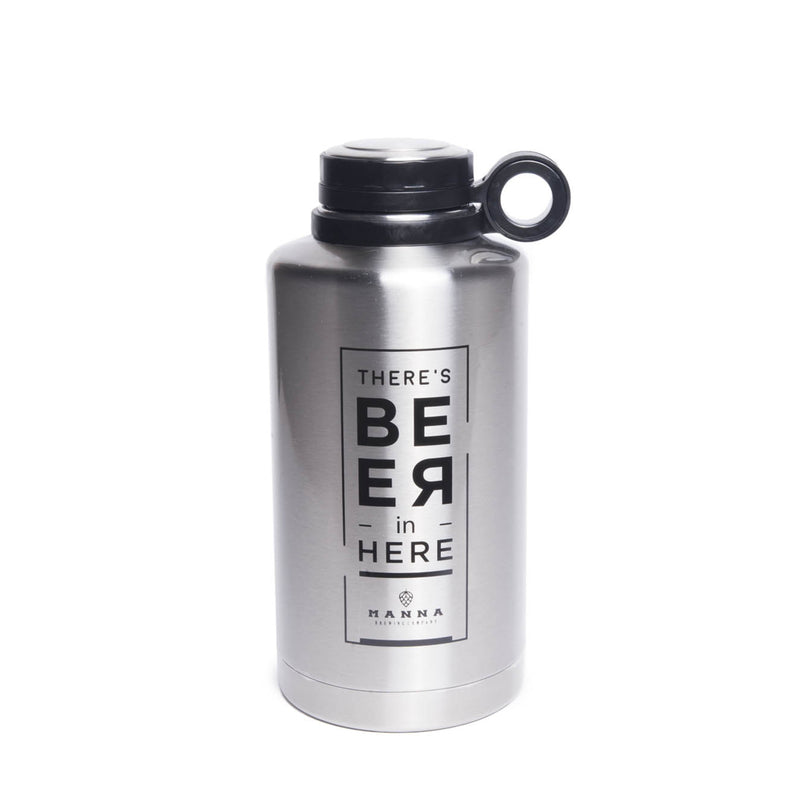 BRUMIS IMPORTS INC, Manna 64 oz There is Beer in Here Silver BPA Free Insulated Bottle