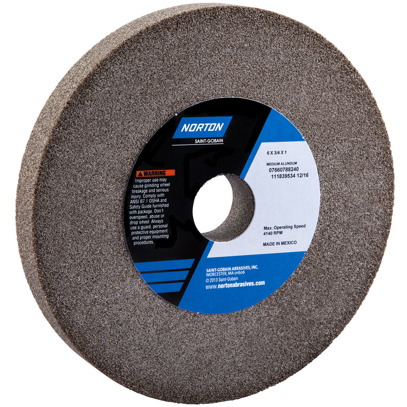 SAINT-GOBAIN ABRASIVES INC, Norton Gemini 6 in. D X 1 in. 57A Bench Grinding Wheel