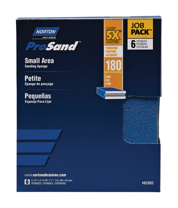 SAINT-GOBAIN ABRASIVES INC, Norton ProSand 4.5 in. L X 2.6875 in. W X 1 in. 180 Grit Fine Small Area Sanding Sponge