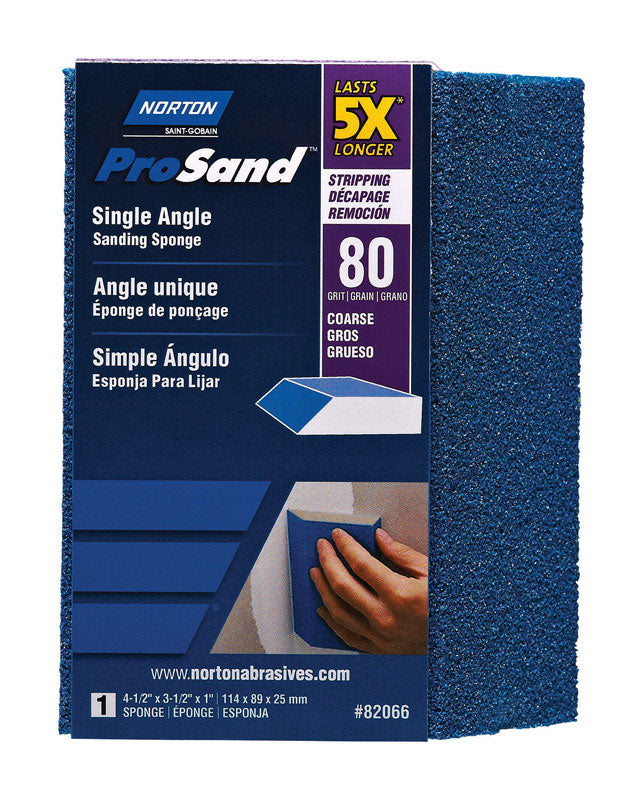 SAINT-GOBAIN ABRASIVES INC, Norton ProSand 4.5 in. L X 3.5 in. W X 1 in. 80 Grit Coarse Single Angle Sanding Sponge