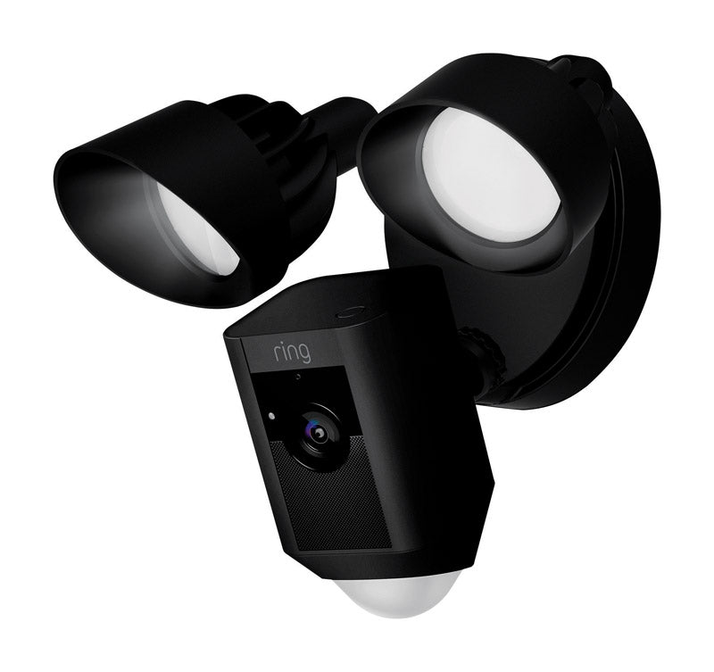 RING LLC, Ring Floodlight Camera Hardwired Outdoor Black Wi-Fi Security Camera