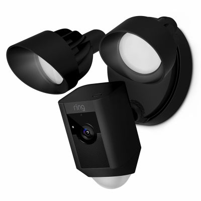 RING LLC, Ring Floodlight Camera Hardwired Outdoor Black Wi-Fi Security Camera