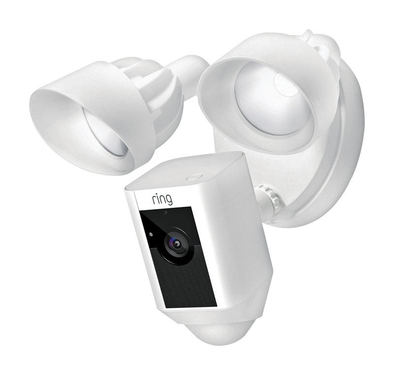 RING LLC, Ring Floodlight Camera Hardwired Outdoor White Wi-Fi Security Camera