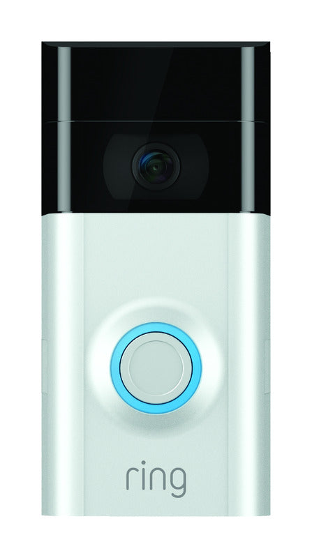 RING LLC, Ring Satin Nickel Multicolored Metal/Plastic Wireless Video Doorbell