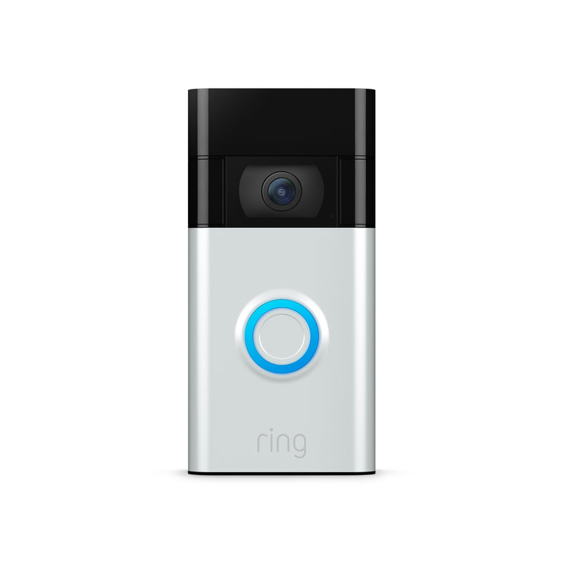 RING LLC, Ring V3 Satin Nickel Metal/Plastic Wired and Wireless Smart Video Doorbell