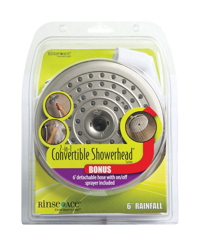 GINSEY INDUSTRIES, Rinse Ace 2-in-1 White ABS 1 settings Convertible Showerhead 2.5 gpm