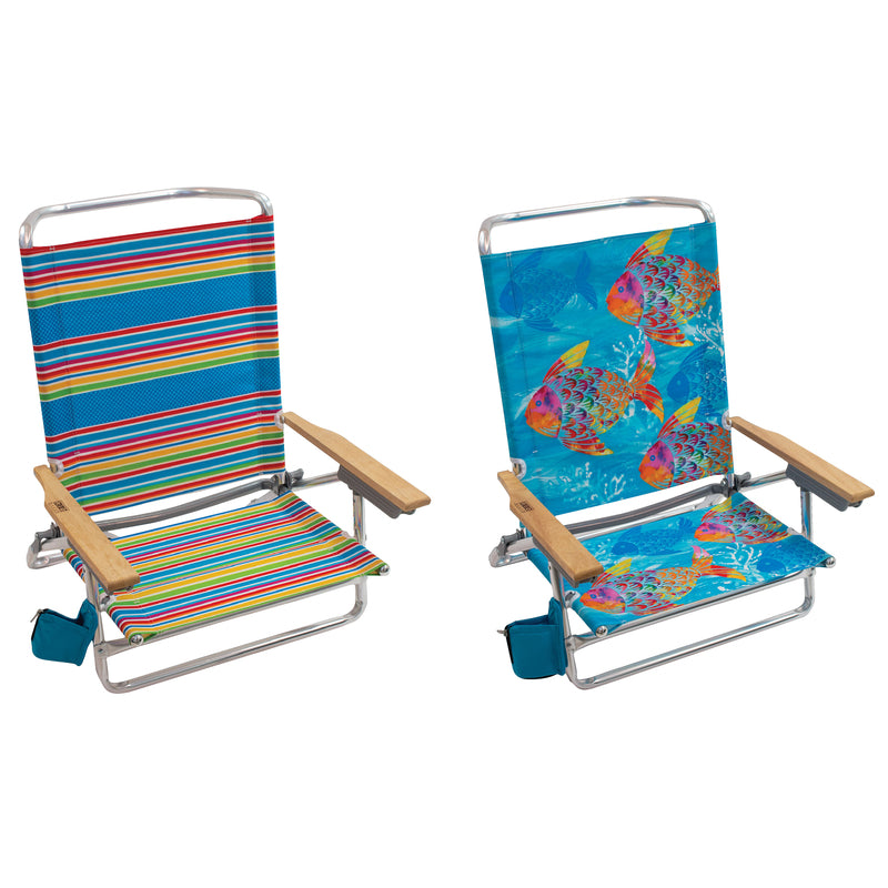 Rio Brands, Rio Brands 5 position Adjustable Assorted Beach Folding Chair (Pack of 4)