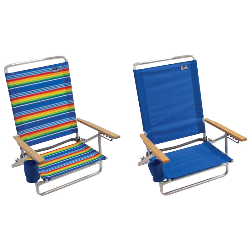 Rio Brands, Rio Brands 5 position Adjustable Assorted Beach Folding Chair (Pack of 4)