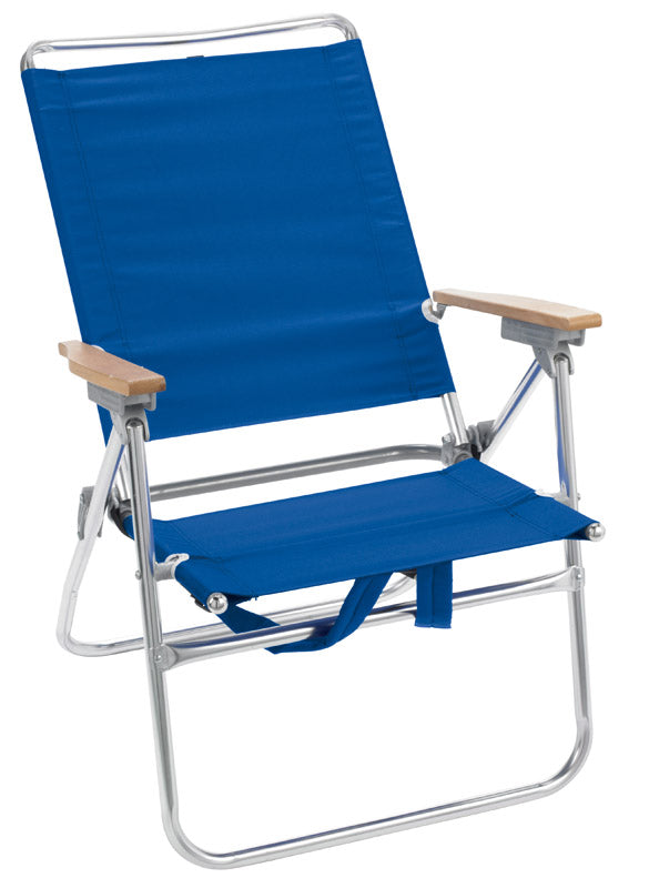 ACE TRADING - RIO CHAIRS, Rio Brands Hiboy Silver Frame Blue Seat 5-Position Beach Chair 250 lbs. Load Capacity (Pack of 4)