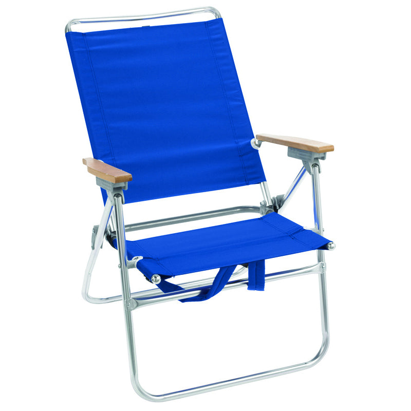 ACE TRADING - RIO CHAIRS, Rio Brands Hiboy Silver Frame Blue Seat 5-Position Beach Chair 250 lbs. Load Capacity (Pack of 4)