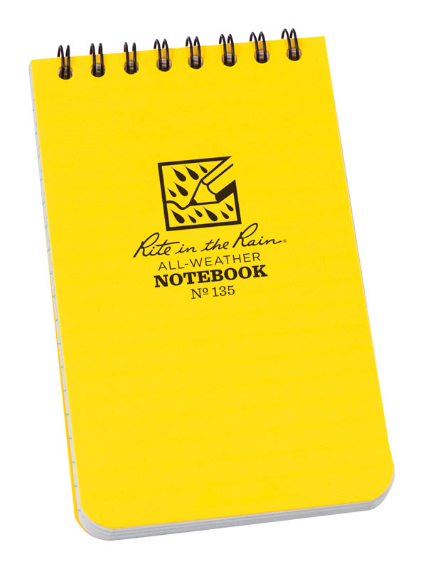 Rite in the Rain, Rite in the Rain 3 in. W X 5 in. L Top-Spiral Yellow Notebook