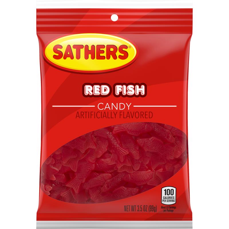 FERRARA CANDY CO, Sathers Fruity Red Fish Gummi Candy 3-1/2 oz. (Pack of 12)